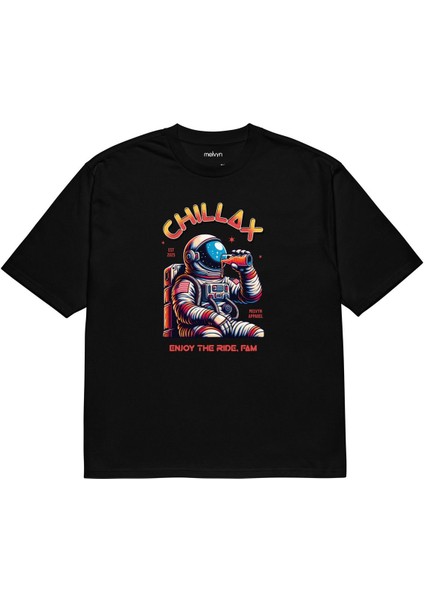 Chillax – Uzaylı Astronot Baskılı Unisex Oversize Tişört