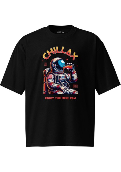 Chillax – Uzaylı Astronot Baskılı Unisex Oversize Tişört modelleri