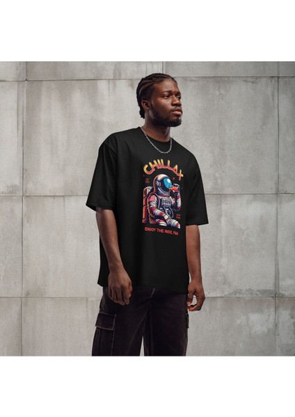 Chillax – Uzaylı Astronot Baskılı Unisex Oversize Tişört fırsatları