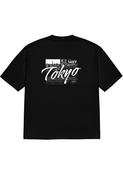 Tokyo Street Style – Japon Şehir Temalı Sırt Baskılı Unisex Oversize Tişört