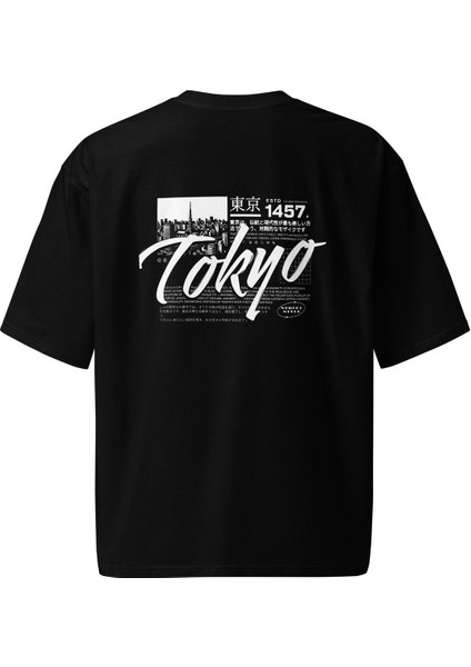 Tokyo Street Style – Japon Şehir Temalı Sırt Baskılı Unisex Oversize Tişört fırsatları