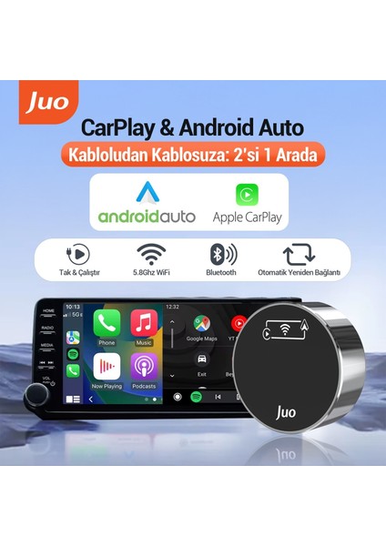 Kablosuz Carplay Android Auto Kabloludan Kablosuza Çevirici USB ve Type-C Adaptör fiyatları