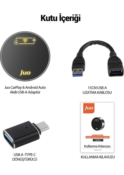 Kablosuz Carplay Android Auto Kabloludan Kablosuza Çevirici USB ve Type-C Adaptör modelleri