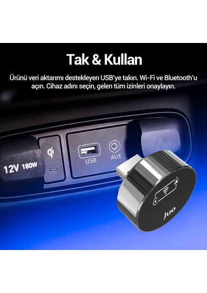 Kablosuz Carplay Android Auto Kabloludan Kablosuza Çevirici USB ve Type-C Adaptör fırsatları
