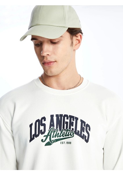Lcw Casual Ekru Bisiklet Yaka Uzun Kollu Baskılı Erkek Sweatshirt modelleri
