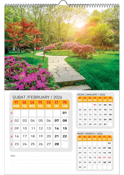 2026 Manzara Posterli Duvar Takvimi 33X48CM fiyatları