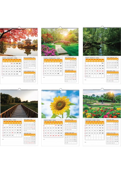 2026 Manzara Posterli Duvar Takvimi 33X48CM modelleri
