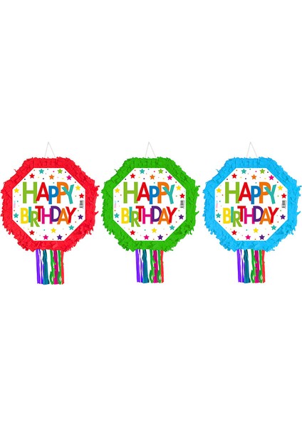 Pinyata happy birthday 42cm ahşap sop.Mavi.püsk fiyatları