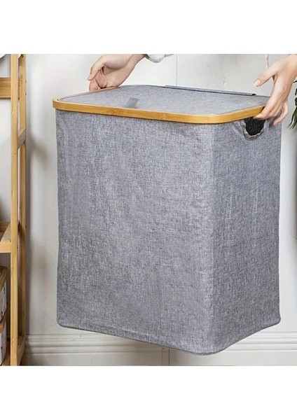 60 Lt Katlanır Kumaş Bambu Çamaşır Sepeti Içi Fileli Kirli Çamaşır Sepeti modelleri