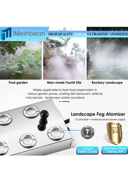 CLFS-400-48 IP67 400W 48A 12 Başlı Ultrasonik Sis Makinesi Seti Havuz Gölet Mekan Süslemesi Için modelleri