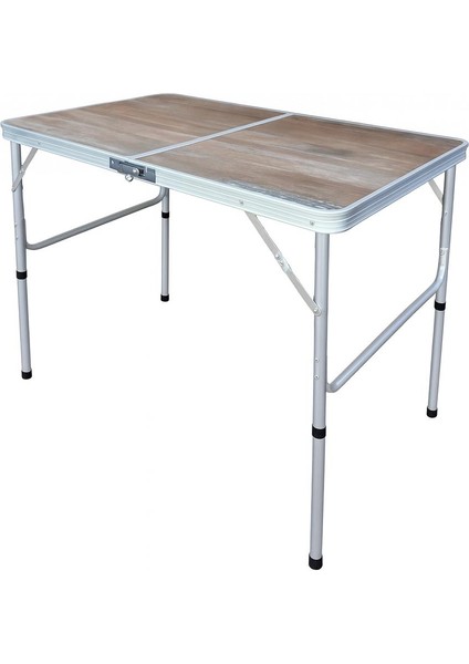 Export, Katlanabilir Kamp Masası, Alüminyum, 60X90 Ölçü, Piknik Masası, Ahşap Renk