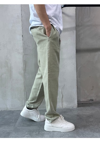 Haki Relaks Fit Rahat Kesim Keten Pantolon fiyatları