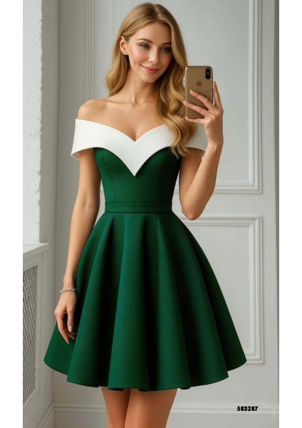 Yeşil Straplez Elbise