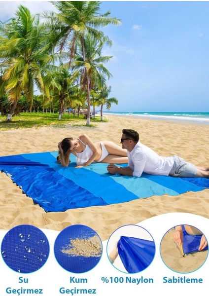 Su ve Kum Geçirmez, Sabitlenebilir, Portatif Plaj Piknik Örtüsü modelleri