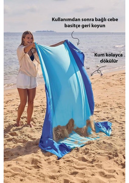 Su ve Kum Geçirmez, Sabitlenebilir, Portatif Plaj Piknik Örtüsü indirimleri