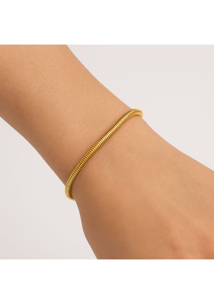 Erkek Şık Altın Kaplamalı Bileklik - Dayanıklı ve Atil Sahibi