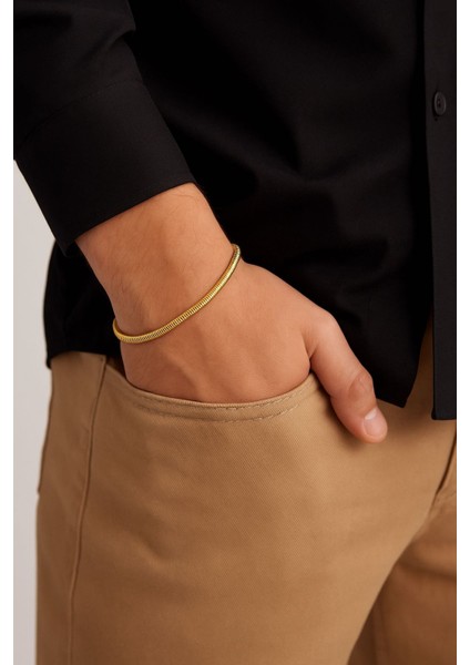 Erkek Şık Altın Kaplamalı Bileklik - Dayanıklı ve Atil Sahibi fiyatları