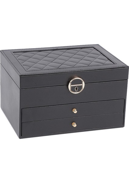 Kullanışlı Çok Katlı Takı Mücevher Kutusu - Kilitli, Bölmeli, Deri Kaplama indirimleri