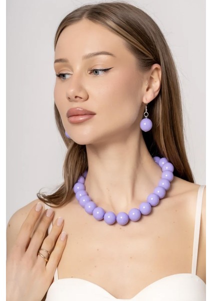 Büyük Boncuklu Kolye Küpe Set - 20MM Boncuklu fiyatları