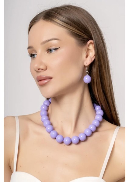 Büyük Boncuklu Kolye Küpe Set - 20MM Boncuklu modelleri