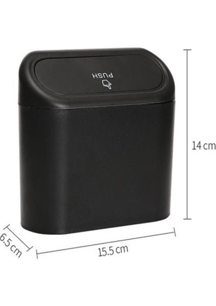 Oto Araba Çöp Kutusu Kapaklı Organizer Çöp Kovası Siyah