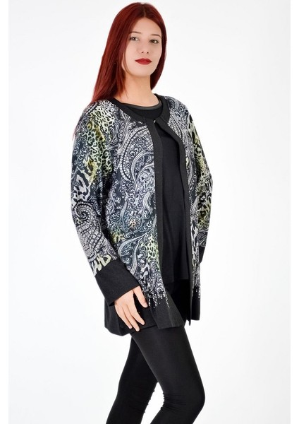 Desenli Taş Işlemeli Ikili Takım - Siyah fiyatları