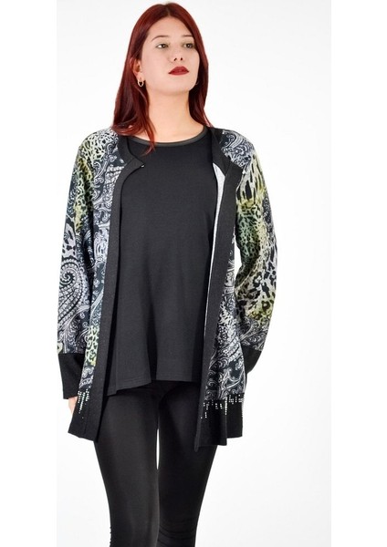 Desenli Taş Işlemeli Ikili Takım - Siyah fırsatları