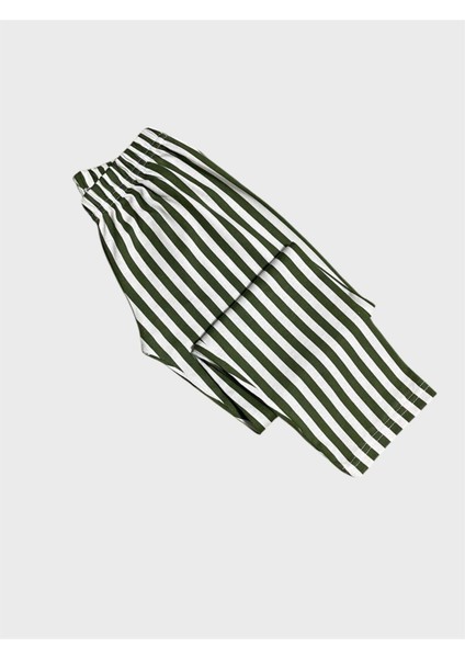 Erkek Çocuk %100 Pamuklu Yeşil Çizgili Gömlek Yaka Düğmeli Kısa Kollu Yazlık Pijama Takımı indirimleri