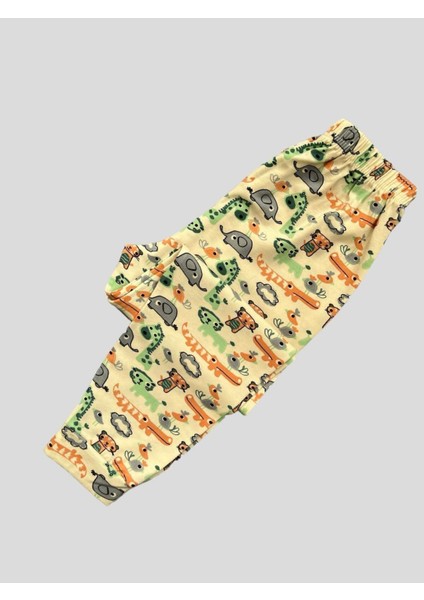 Erkek Çocuk %100 Pamuklu Safari Desenli Krem Kısa Kollu Pijama Takımı fırsatları