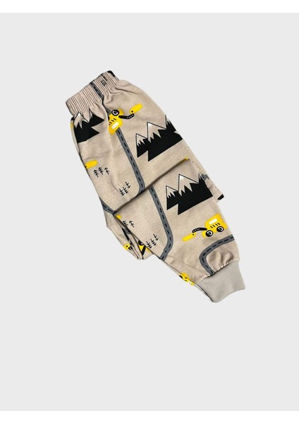 Erkek Çocuk Pamuklu Sütlü Kahve Yol Araba Desenli Uzun Kollu Pijama Takımı fırsatları