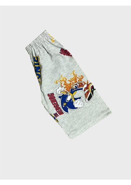 Erkek Çocuk Pamuklu Gri Sonic Desenli Kısa Kollu Şortlu Pijama Takımı fırsatları