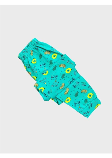 Erkek Çocuk %100 Pamuklu Yeşil Ayıcık Desenli Kısa Kollu Yazlık Pijama Takımı fırsatları