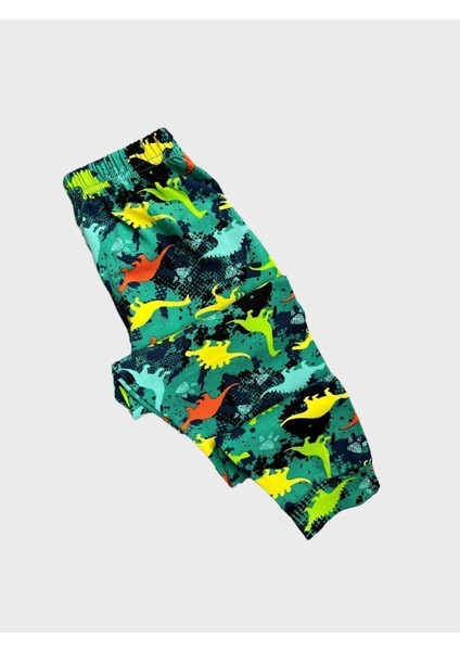 Erkek Çocuk %100 Pamuklu Yeşil Dinozor Desenli Kısa Kollu Yazlık Pijama Takımı fırsatları