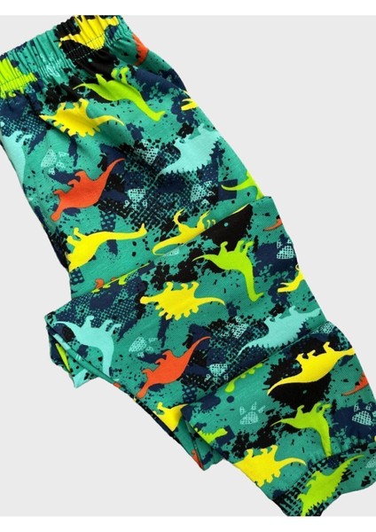 Erkek Çocuk %100 Pamuklu Yeşil Dinozor Desenli Kısa Kollu Yazlık Pijama Takımı indirimleri