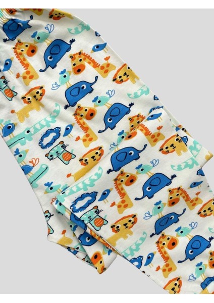 Erkek Çocuk %100 Pamuklu Safari Desenli Beyaz Kısa Kollu Yazlık Pijama Takımı indirimleri