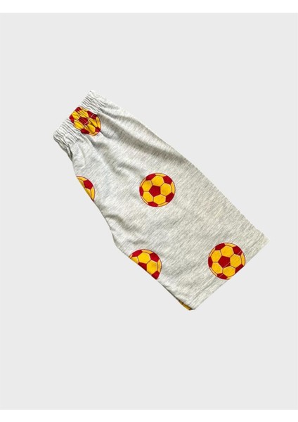 Erkek Çocuk Pamuklu Gri Futbol Topu Desenli Kısa Kollu Şortlu Yazlık Pijama Takımı fırsatları