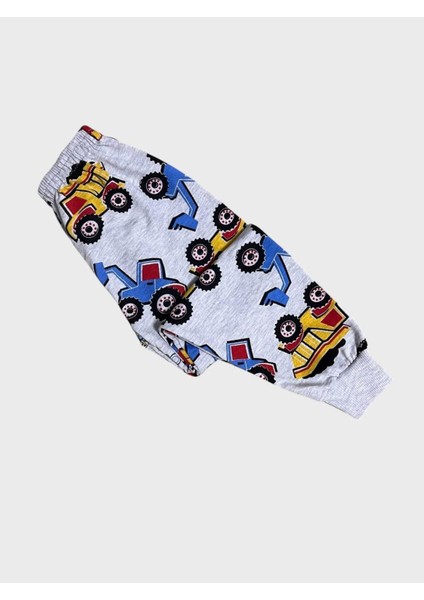 Erkek Çocuk Pamuklu Gri Iş Makinesi Kepçe Desenli Uzun Kollu Pijama Takımı indirimleri