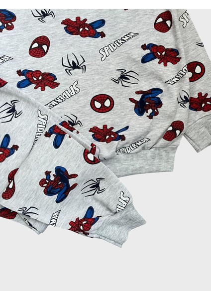 Erkek Çocuk Pamuklu Gri Örümcek Adam Desenli Uzun Kollu Mevsimlik Pijama Takımı fiyatları