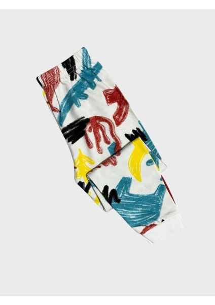 Erkek Çocuk Beyaz Renkli Hayvan Desenli Deve-Fil-Timsah Uzun Kollu %100 Pamuklu Pijama Takımı fırsatları