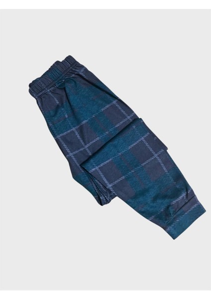 Erkek Çocuk %100 Pamuklu Petrol Yeşili Ekose Desenli Uzun Kollu Mevsimlik Pijama Takımı fırsatları