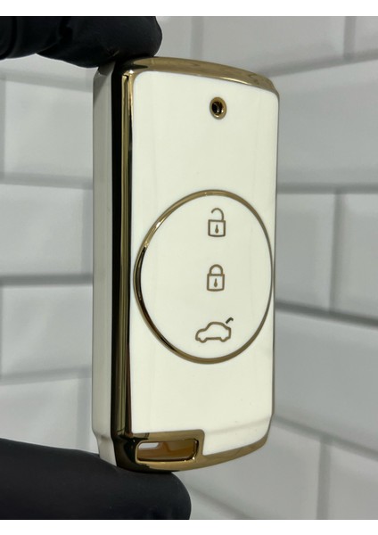 Chery Tiggo 7 Pro Yedek Anahtar Uyumlu Anahtar Kılıfı Beyaz Gold