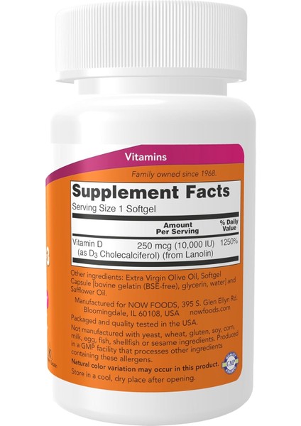 Vitamin D-3 D3 Max Potency, 10,000 Iu Cholecalciferol From Lanolin Bone & Immune Health Muscle fiyatları