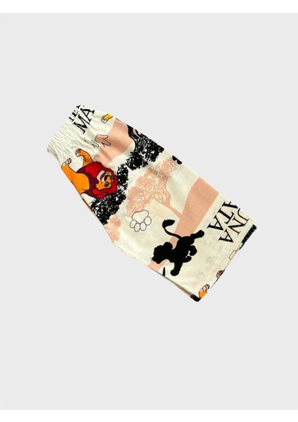 Erkek Çocuk Pamuklu Beyaz Aslan Desenli Kısa Kollu Şortlu Yazlık Pijama Takımı fırsatları