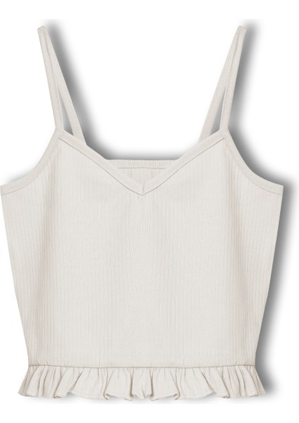 Pamuklu Iğne Çıkarmalı Ince Askılı Crop Atlet Paçası Fırfırlı Şort Kadın Pijama Takımı indirimleri