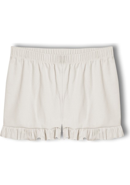 Pamuklu Iğne Çıkarmalı Ince Askılı Crop Atlet Paçası Fırfırlı Şort Kadın Pijama Takımı