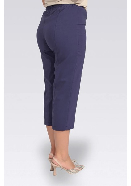 Tolga Saraçoğlu Kadın Ince Kumaş Beli Lastikli Rahat Kesim Kapri 30267 Lacivert fırsatları