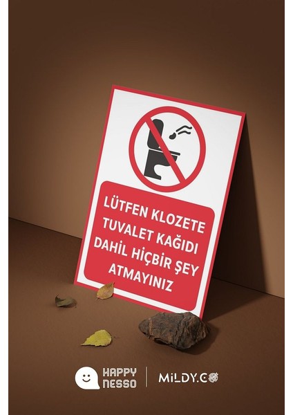 25X35 cm "lütfen Klozete Tuvalet Kağıdı Dahil Hiçbir Şey Atmayınız" Uyarı Levhası – Folyo Baskı modelleri
