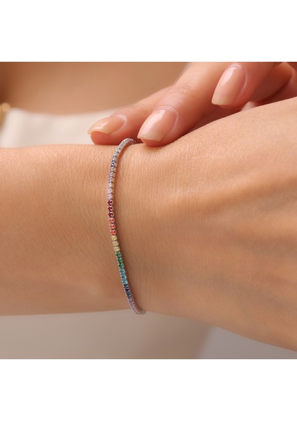 925 Ayar Gümüş Renkli Zirkon Taşlı Rodyumlu Ayarlanabilir Şık Suyolu Bileklik modelleri