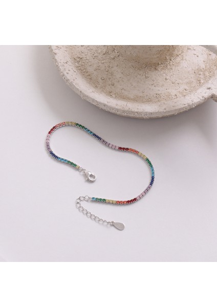 925 Ayar Gümüş Renkli Zirkon Taşlı Rodyumlu Ayarlanabilir Şık Suyolu Bileklik fırsatları