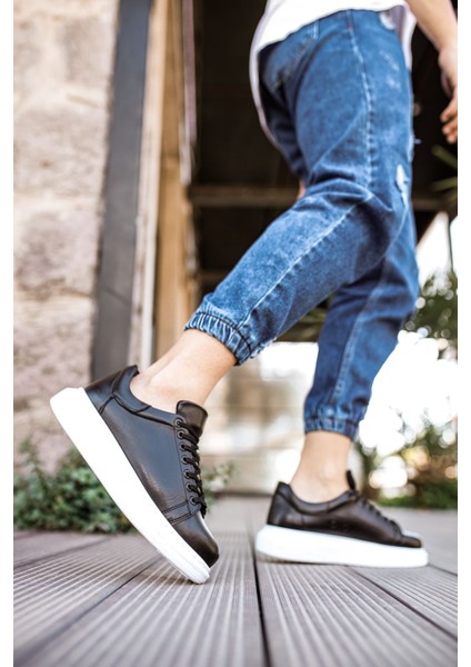 Erkek Siyah/beyaz Sneaker AYAKKABI-257 fırsatları